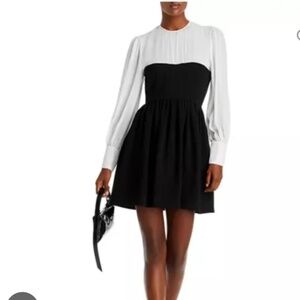 Cinq À Sept Seraphina Two-tone Long-sleeve Mini Dress